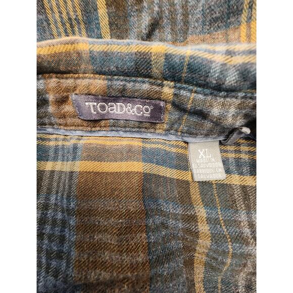 Toad & Co Men's Plaid Flannel Button Up SZ XL Organic Cotton - Picture 4 of 9